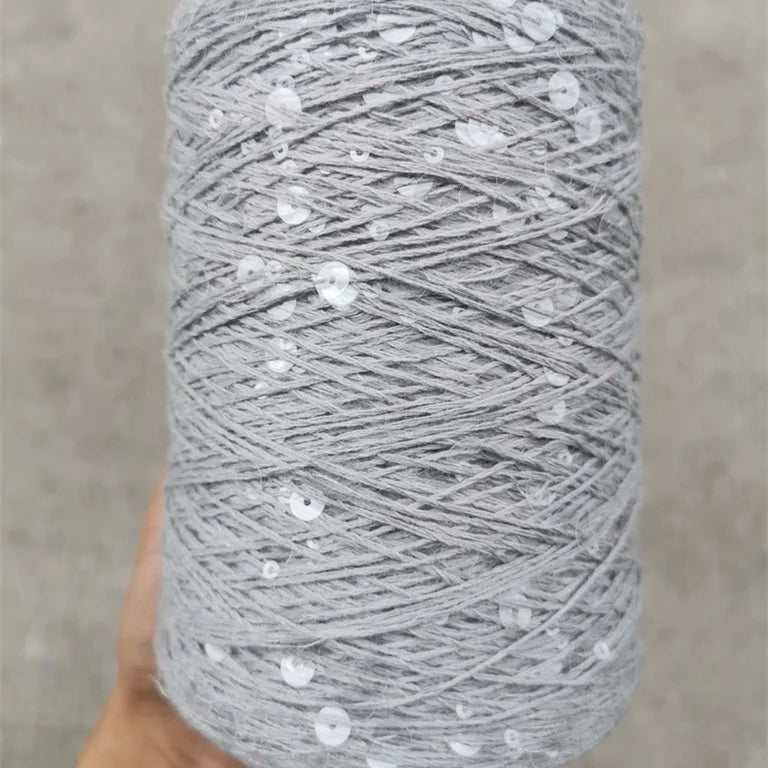 200 Colour Spot Stock Welcome Buy 1kg 3mm+6mm Sequin Cotton/Acrylic Yarn Eco-Friendly Recyclable 32s/2 DIY Hand Woven Rag Doll
