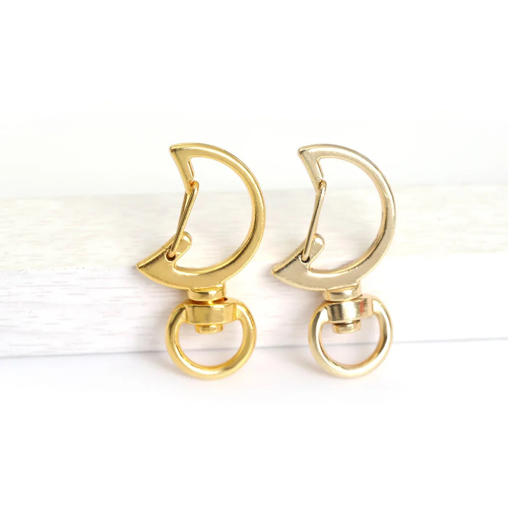 Wholesale Gold Swivel Keychain Hook | Cute Simple Moon-Shaped Alloy Lobster Clasp for DIY & Bag Charms