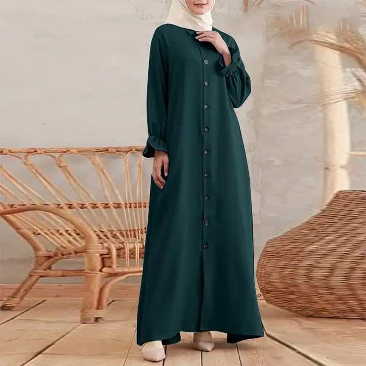 Women's Long Sleeve Islamic Abaya Traditional Middle Eastern Arabian Robe for Eid Prayer Elegant Dubai Style Dress