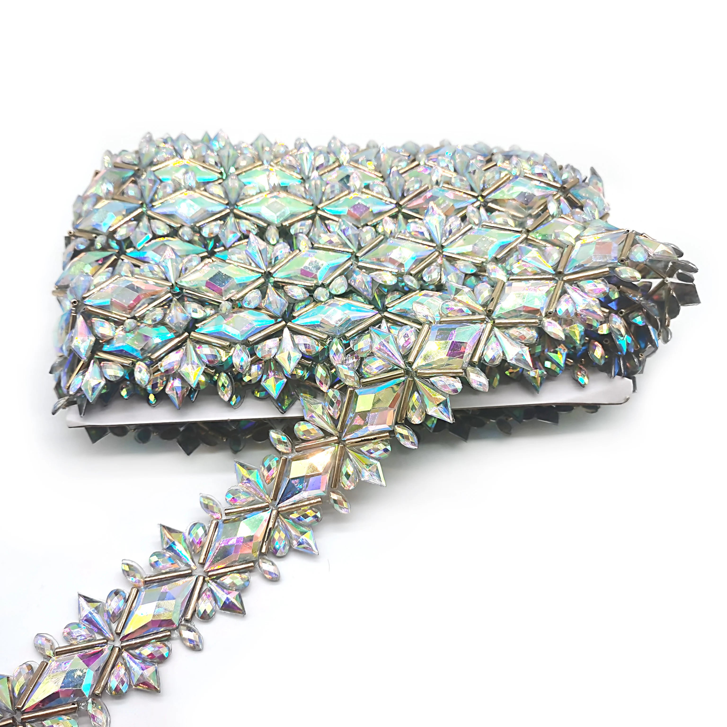 Wholesale Crystal AB Iron on Rhinestone Trimming for Carnival Costume Decoration