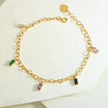 Trendy 18k Gold Plated Colorful Baguette Zircon Bracelet Stainless Steel Cubic Zircon Bracelet