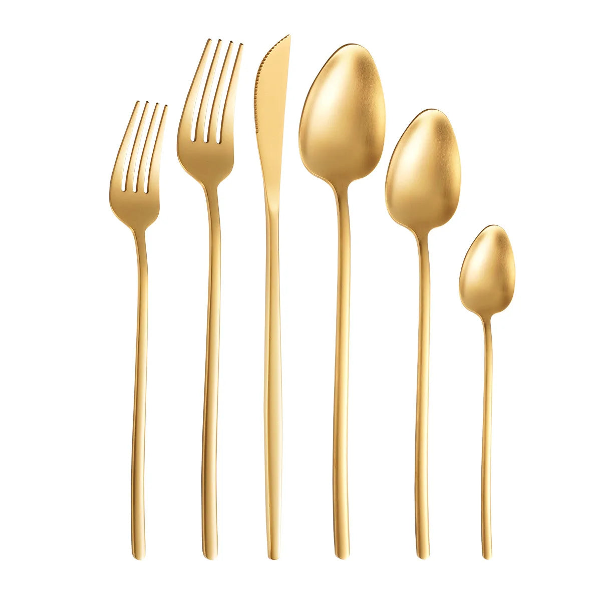 New Design Golden Flatware Set Spoon Knife Fork Silverware 304 Stainless Steel Matte Gold Cutlery Set for Wedding