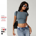 8743 All-Match Tight Quick Drying Fitness Workout Tops Running Pilates Yoga Clothes Sports T-Shirt Short Sleeve for Women