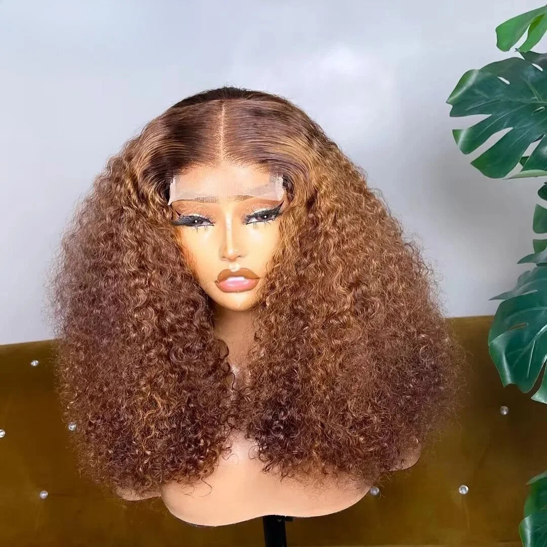 250% Density Remy Vietnamese Double Drawn Highlight 12A Kinky Curl for Lace Transparent for Lace Front Full Human Hair Wig