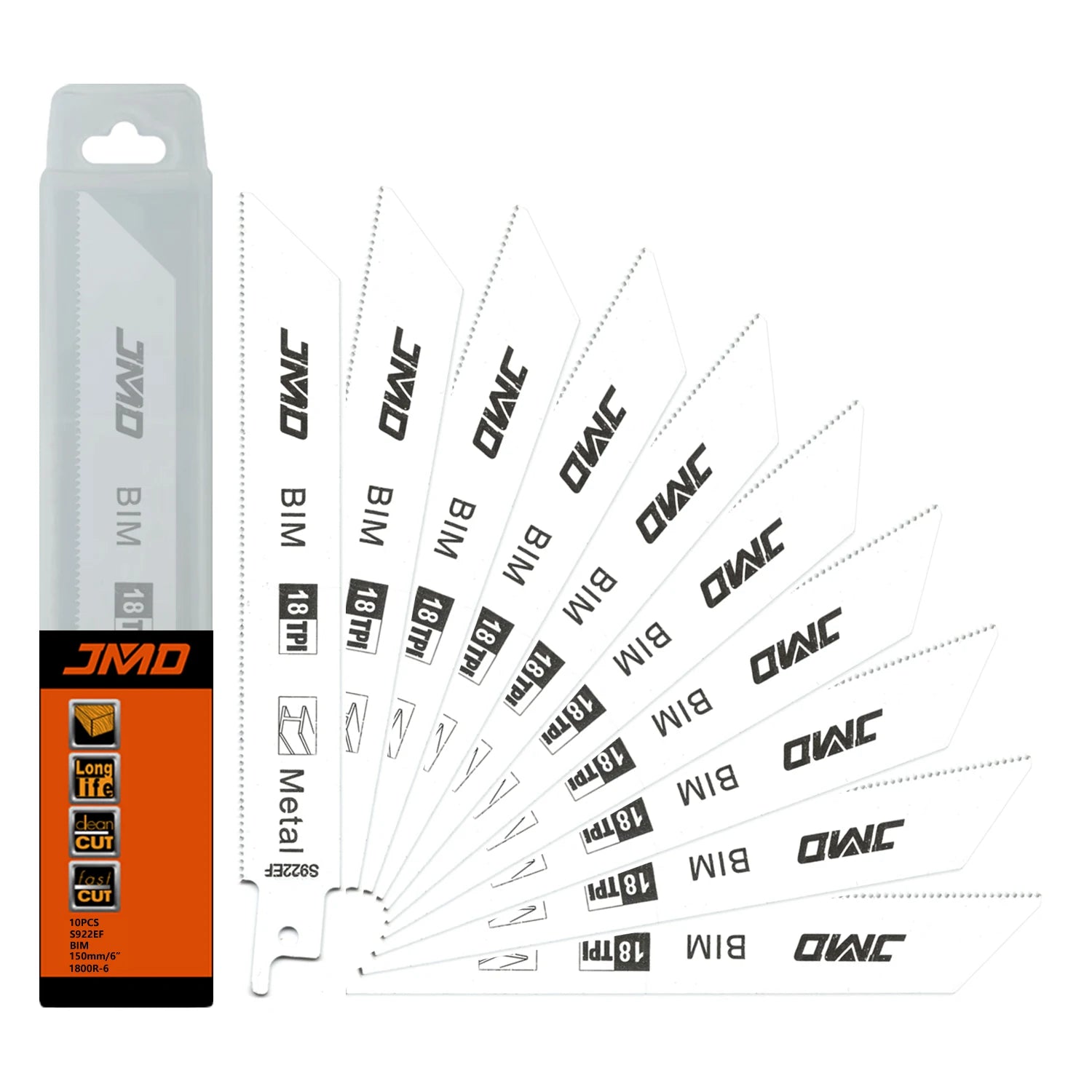 JMD Industrial Grade 10pc Bi-Metal Reciprocating Saw Blades OEM Customizable Sawzall Blade Sawzall Blade Reciprocating Saw