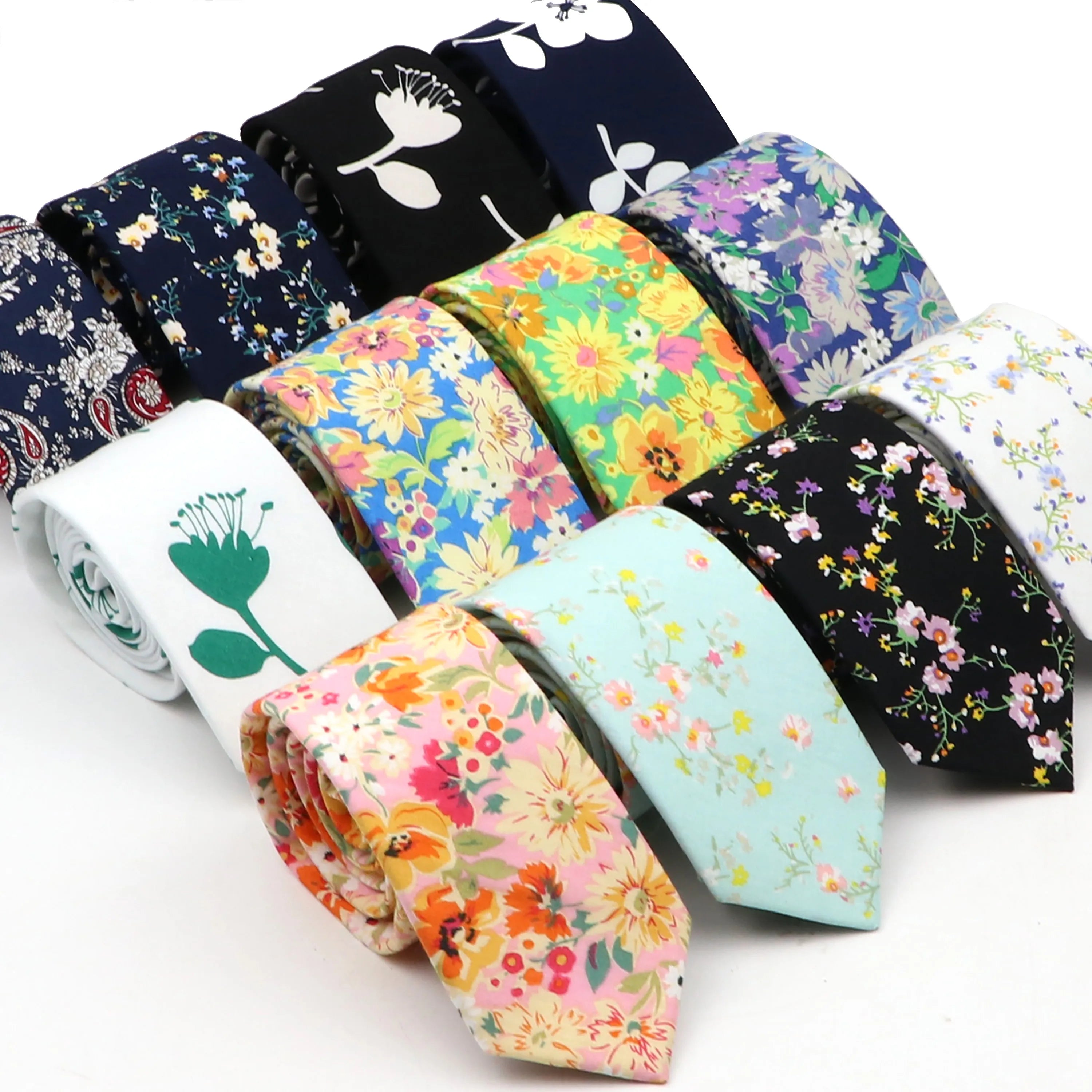 Fashion Floral Tie for Men Women Narrow Casual Mens Ties for Wedding Party Skinny Neckties Flower Printed Male Neck Ties Gift