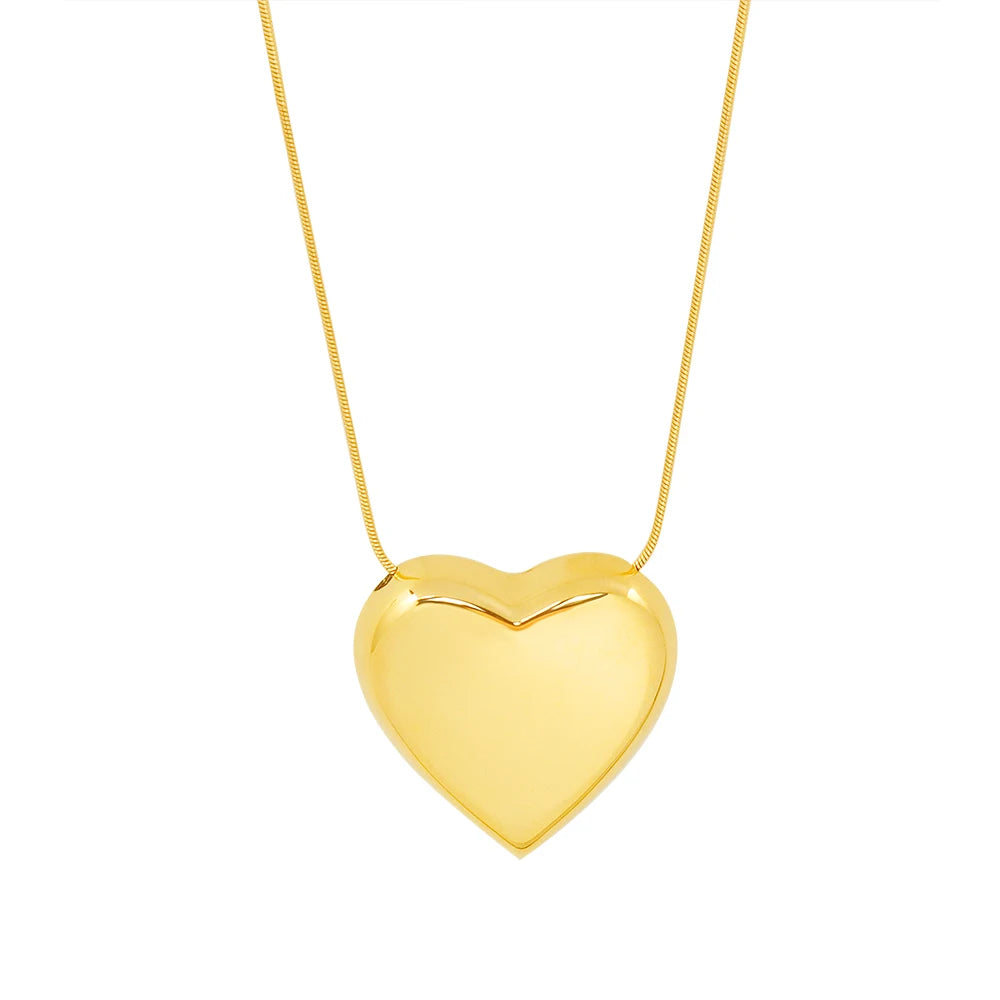 Minimalist Design Fashion Jewelry  Stainless Steel Necklace Chain  Heart Pendant Necklace for Women