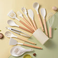 Hot Selling Silicone Kitchen Utensil Set With Wooden Handle 14 Pieces Silicone Kitchen Utensil Set