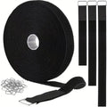 32ft Hook and Loop Straps with 50 Buckles Adjustable Fastening Cable Straps Cut-to-Length Cinch Strap for Organizer or Storage