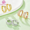 Yingma Jewelry 925 Sterling Silver Huggie Earrings Iced VVS Moissanite Stones Gold Plated for Wedding Engagement for Women