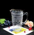 Machine Made Sunflower Design Glass Jug Clear Vintage Glass Goblets Water Pitcher With Gold Rim Water Carafe for Home Restaurant