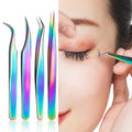 Professional Tools Rainbow Stainless Steel Tweezers Eyelash Extension Tweezers