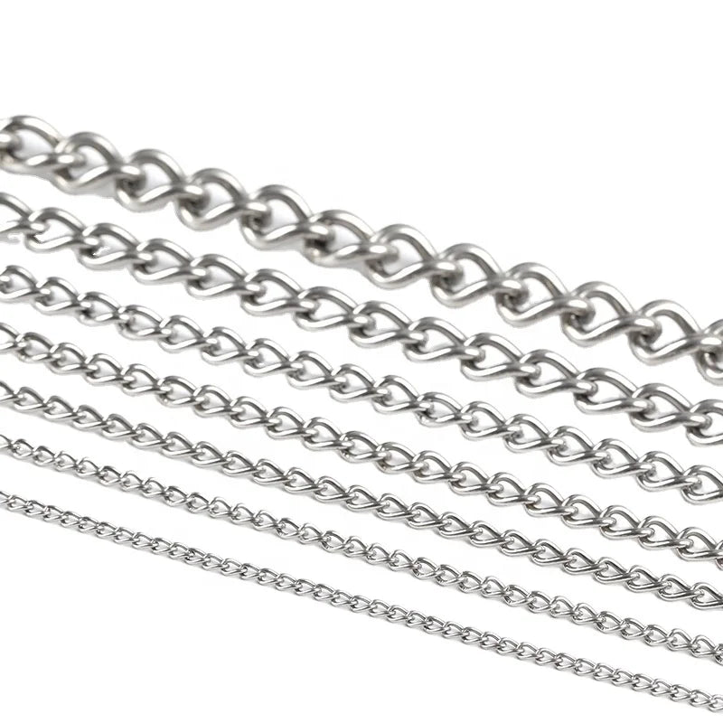 SUS304 Stainless Steel Twisted Link Chain Stainless Steel Welded Dog Pet Chain Link 1.2mm/1.5mm/2mm/2.5mm/3mm/3.5mm/4mm/5mm