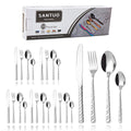 Hammer Pattern Messer Gabel Loffel Cutlery Set Restaurant Wedding Luxury 24 Pcs Flatware