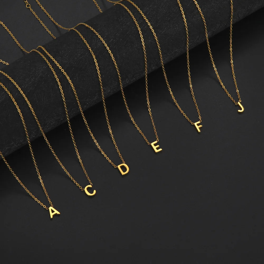 Wholesale Custom Gold Plated Choker Stainless Steel Initial Letter Name Necklace