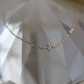 Hot Sale Minimalist 14K Gold Plating Pure 925 Sterling Silver Single Zircon Bracelets for Women Girls Jewelry