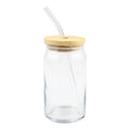 Wholesale Customizable  Sublimation Ceramic Cups 12oz 16oz 20oz 25oz Frosted Clear Beer Glass Can with Bamboo Lid and Straw