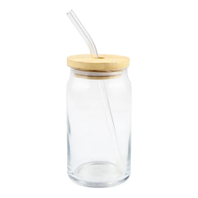 Wholesale Customizable Sublimation Ceramic Cups 12oz 16oz 20oz 25oz Frosted Clear Beer Glass Can with Bamboo Lid and Straw