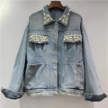 Boutique Wholesale 2025 Spring New Fashionable Lapel Nail Drill Versatile Short Denim Women's Jacket
