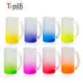 Topjlh Sublimation 16oz Multicolor Gradient Base Frosted Beer Glass Cup Bulk Personalized for Restaurant Cafe and Daily Drink