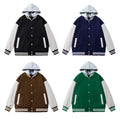 Wholesale Winter Custom Embroidery Hooded Vintage Pullover Fleece Jacket Logo Women Leather Varsity Jacket