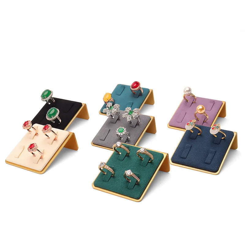 Hot Sell Multi-color Microfiber Metal L Shape Diamond Jewelry Ring Display Stand