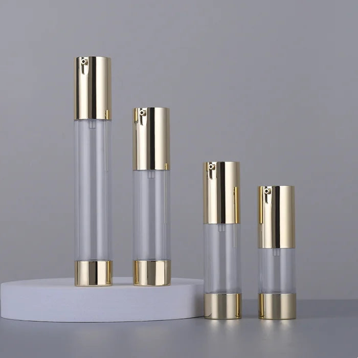 10ml 15ml 20ml 30ml Empty Essence Serum Skincare Cosmetic Packaging Golden Silver Lotion Pump Airless Bottle