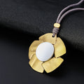 Beautiful Two Tone Alloy Sunflower Pendant Black  Leather Necklace for Girl's