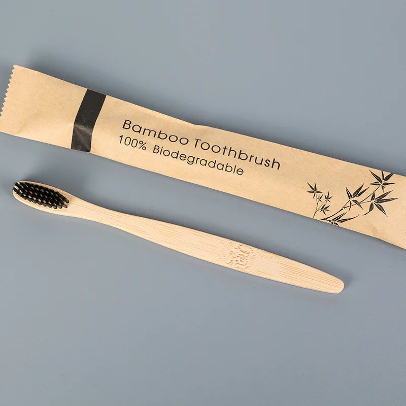 Custom Bamboo Toothbrush Eco Friendly Wooden Tooth Brush Soft Bristle Tip Charcoal Adults Oral Care Toothbrushes Hotel Travel