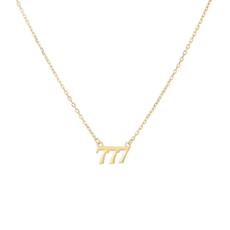 Wholesale Fashion Jewelry 925 Sterling Silver Lucky Number 777 Pendant Gold Plated Couple Necklaces for Woman