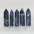 Natural Sodalite Points Wand Carved Faceted Tower Prism for Reiki Healing Polished Chakra Stone