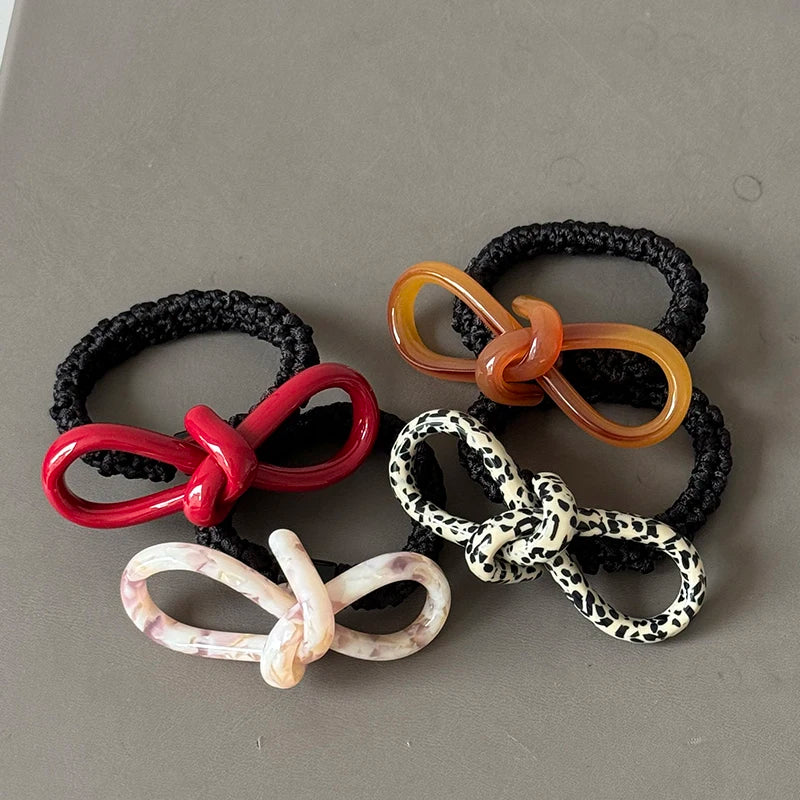 ZiTeng Bow Scrunchie Premium Extra Thick Acetate Hair Tie Women's High Ponytail Hair Tie Leather Band Hair Accessories