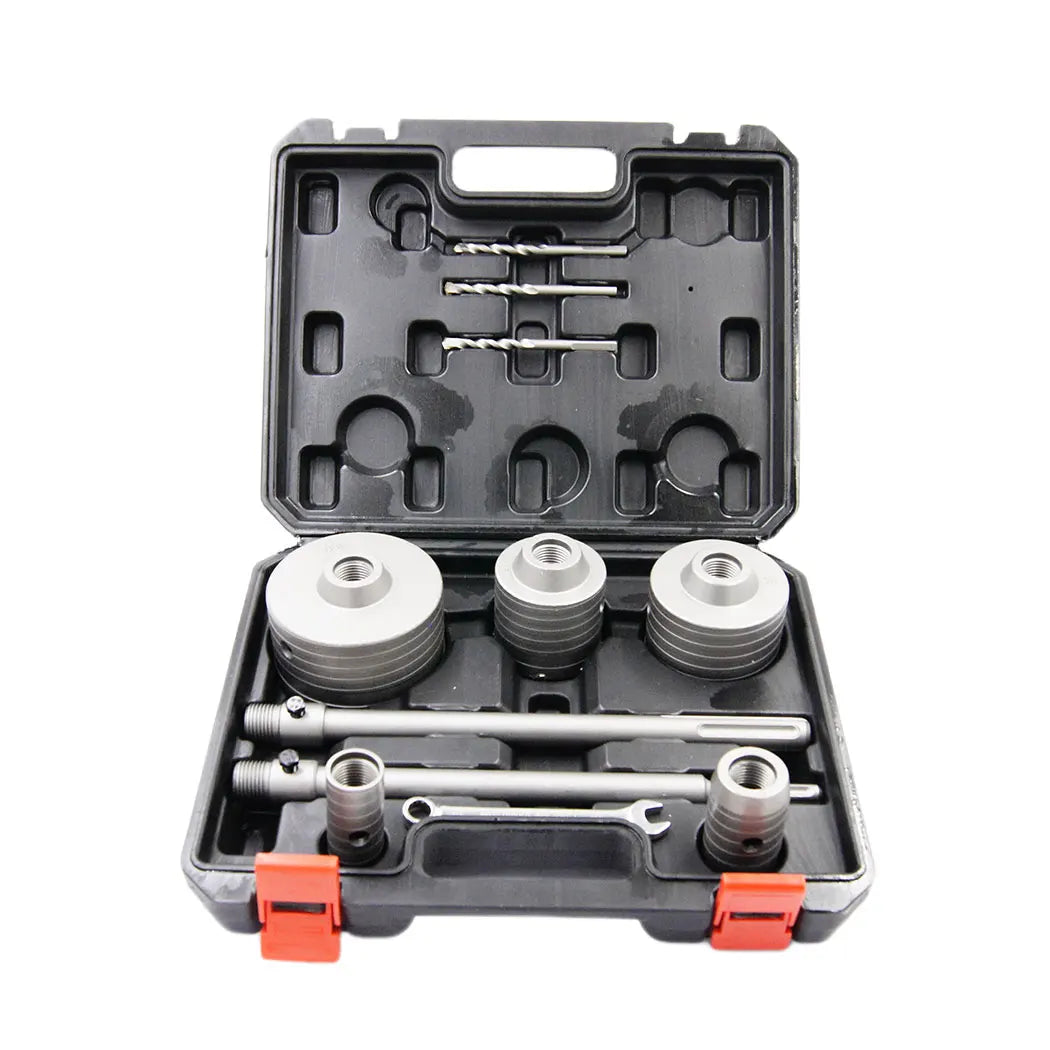 LAIWEI Hole Cutter 30mm40mm65mm80mm100mm.with 3 SDS Bits and 2 X 300mm Adapters Hexagonal SpannerConcrete Drill Kit 11PCS