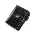 Stylish Vintage Genuine Leather Bifold Card Holder and Short Purse RFID Blocking Zipper Closure in Stock for Men and Women