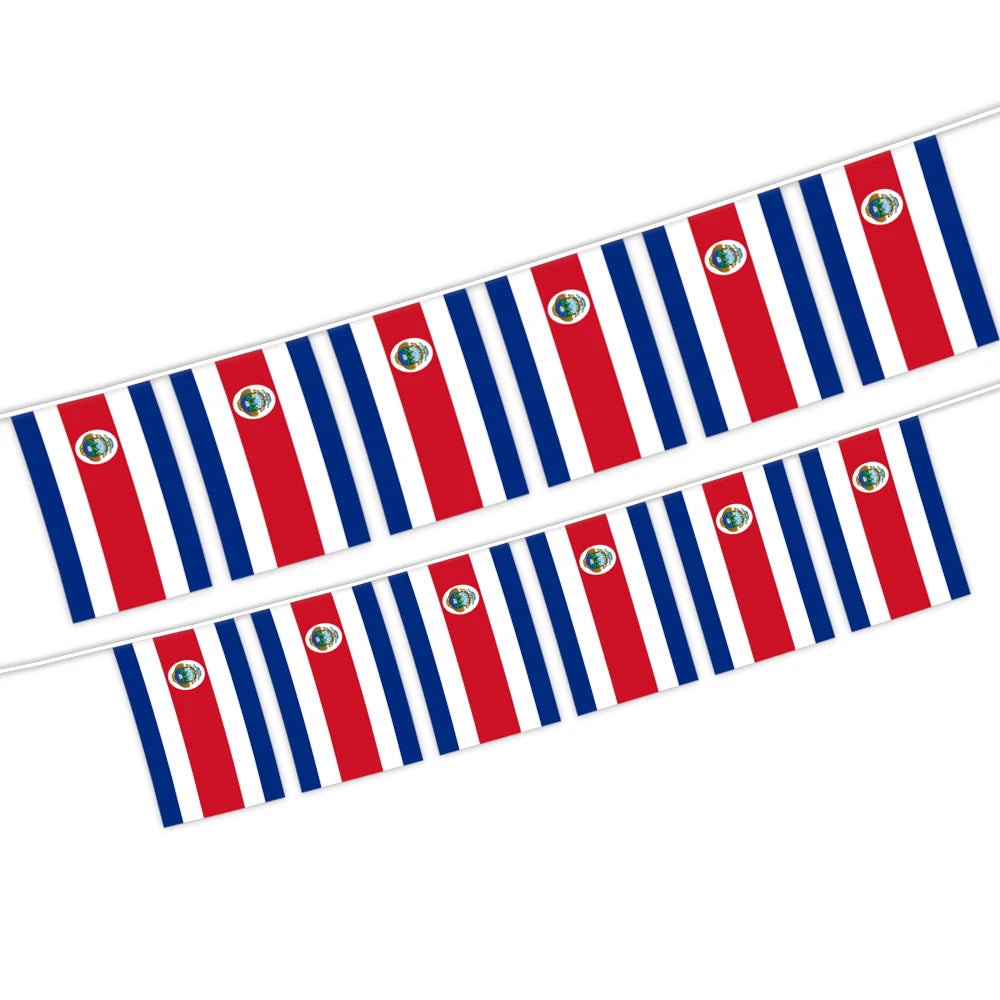 Wholesale 5.5x8 Inches Costa Rica String Bunting Flags for Indoor and Outdoor Decoration(20pcs/set)