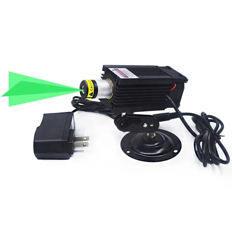 Focusable High Power 520nm Cross Line Green Laser Module 300mW 600mW 800mW 1W with Cooling Fan (With Bracket and Adapter) 12V DC