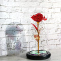 Valentine's Day Mother's Day Christmas LED 24k Gold Foil Rose Artificial Flower in Glass Dome Gift