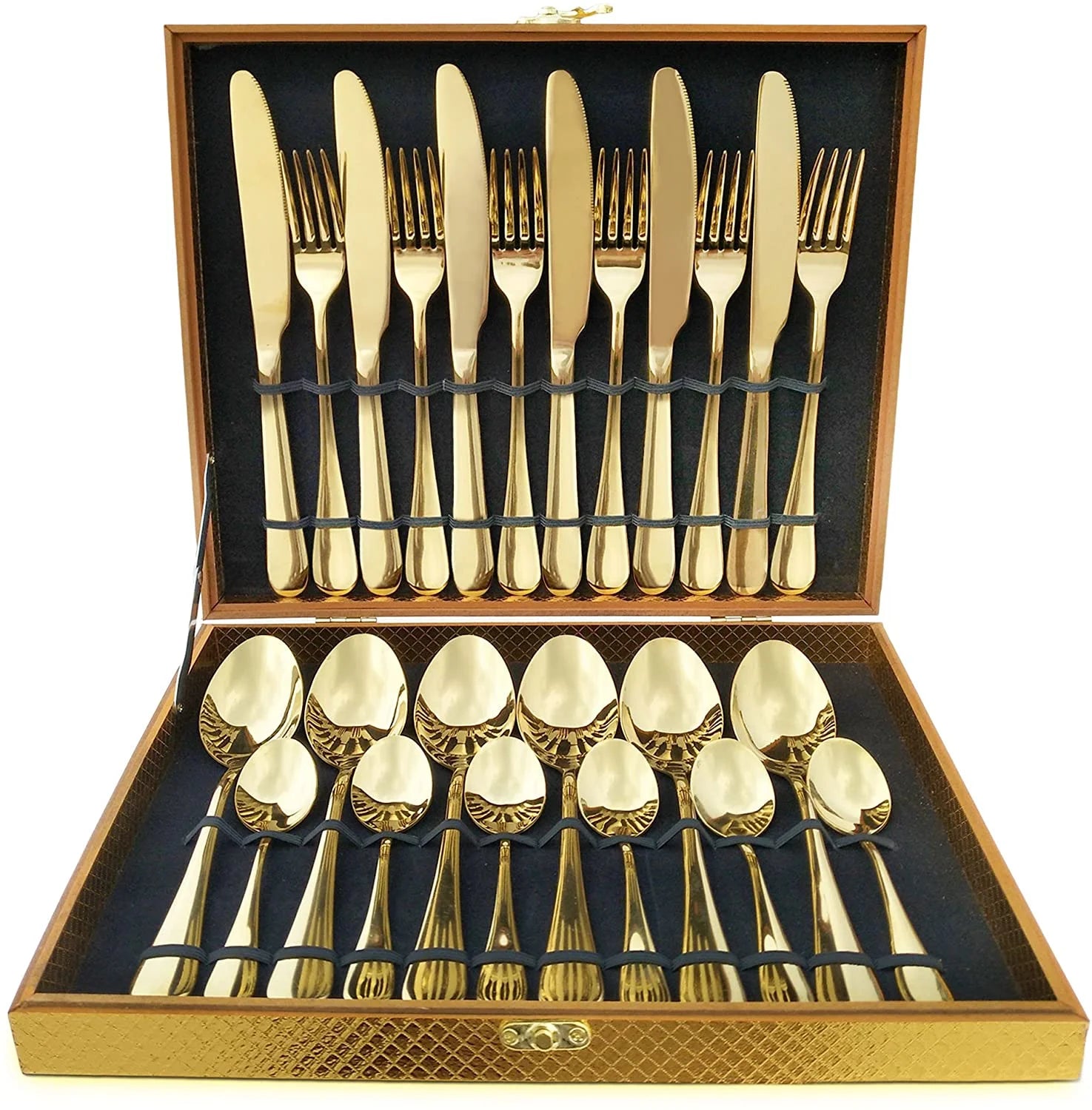 Knife Spoon Fork Set Gold Cutlery 24PCS Stainless Steel Flatware Sets Cutery Set