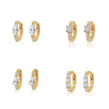 925 Sterling Silver Luxury Zirconia Half Pave 18K PVD Gold Plated Huggie Earrings Gift for Woman