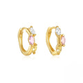 S925 Sterling Silver Star Moon Diamond Setting Zircon Earrings Daily Wear Colorful Hoop Earrings for Women