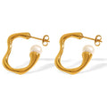 Fashion Personality Irregular Wave C Shaped Earrings Titanium Steel 18K Niche Design Shell Pearl Earrings for Women Waterproof