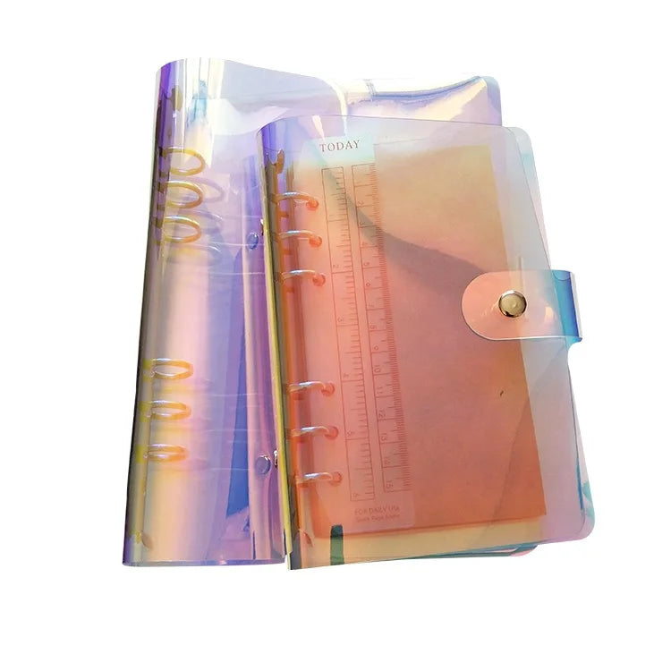 A5 A6 A7 6 Rings Binder Loose Leaf Binder 6 Hole Laser Spiral Notebook Cover File Folder Book for School Office Supplies
