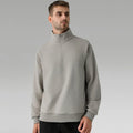Men's Autumn Casual Solid Pattern Fleece Jacket Stand Collar & Zipper Hoodie Outdoor Sports Sweatshirt