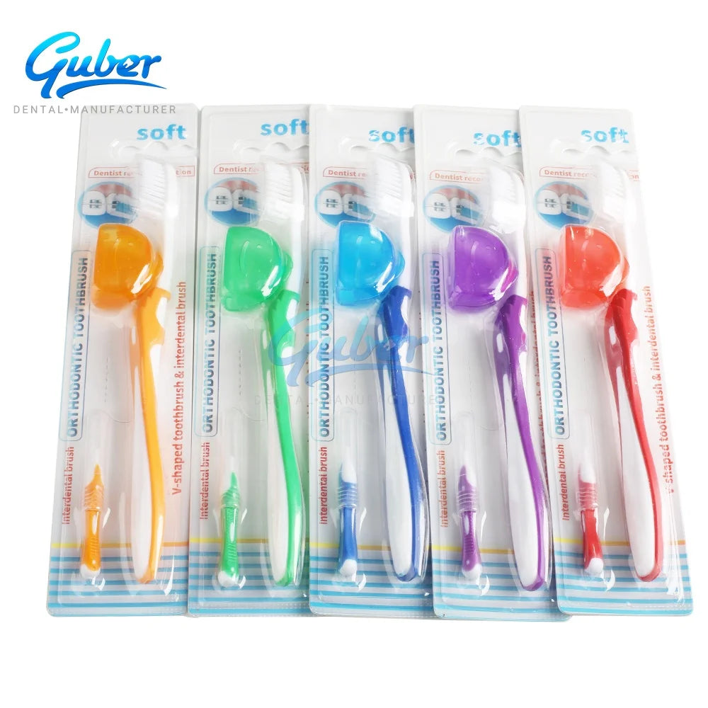 Guber Soft Disposable Orthodontic Toothbrush and Interdental Brush for Home Oral Care