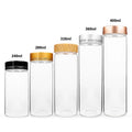 Cylindrical High Borosilicate Glass Food Storage Bottles 240ml-400ml for Coffee Beans Snacks Tea With Airtight Screw Cap