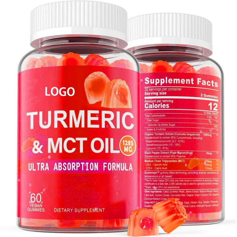 Sugar Free Turmeric Curcumin Gummies Turmeric With MCT Oil C8 Black Pepper Extract Support Antioxidant