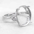Sterling Silver 10*12/11*14/12*16/13*18/15*20mm Semi Mount Ring Frame Blank Setting S925 Base Without Center Stone for Inlay