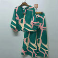 Autumn S-5XL New Bohemian Shirt Wide Leg Pants 2-piece Set Flower Print Casual Matching Set Shirt and  Trousers Sets Leisure