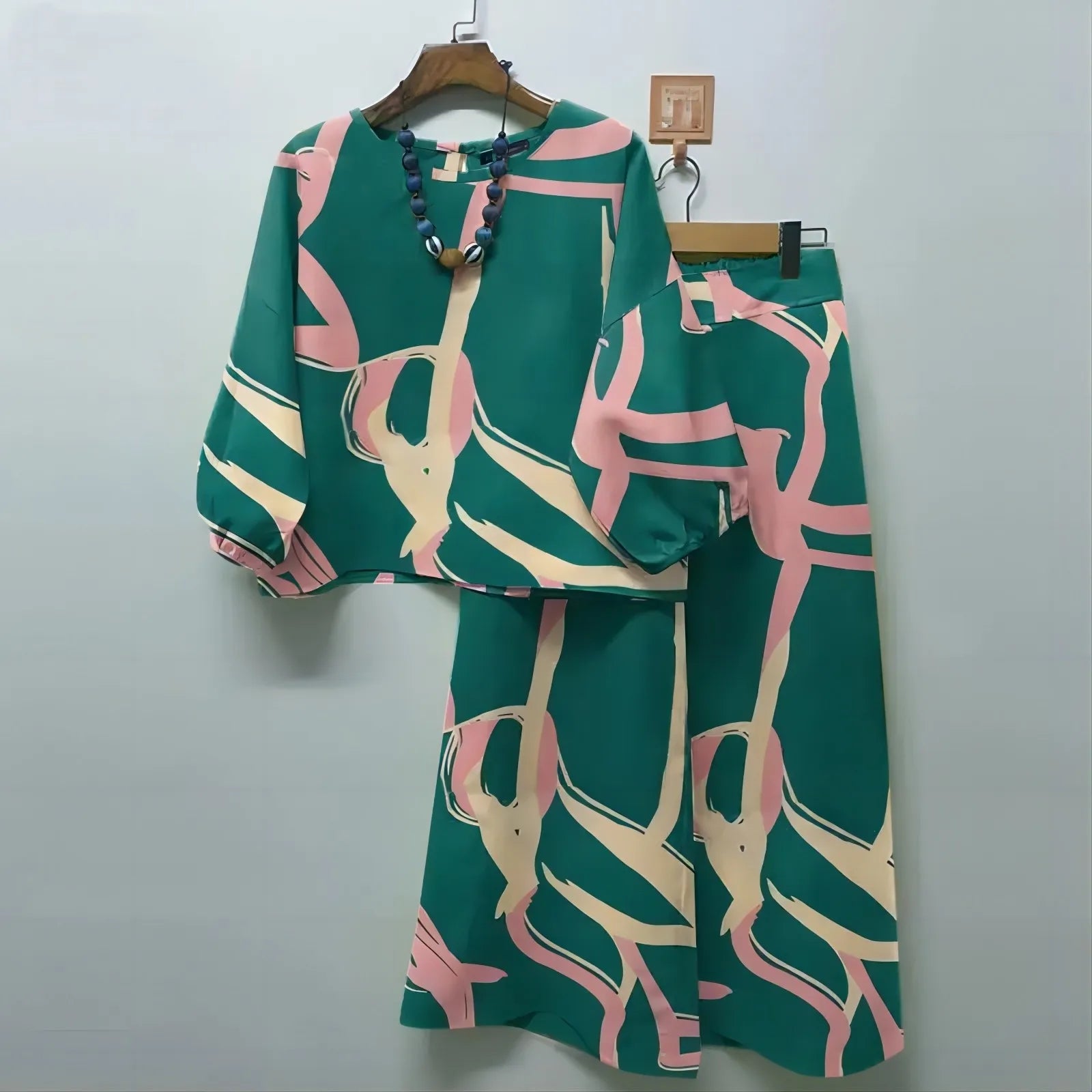Autumn S-5XL New Bohemian Shirt Wide Leg Pants 2-piece Set Flower Print Casual Matching Set Shirt and  Trousers Sets Leisure