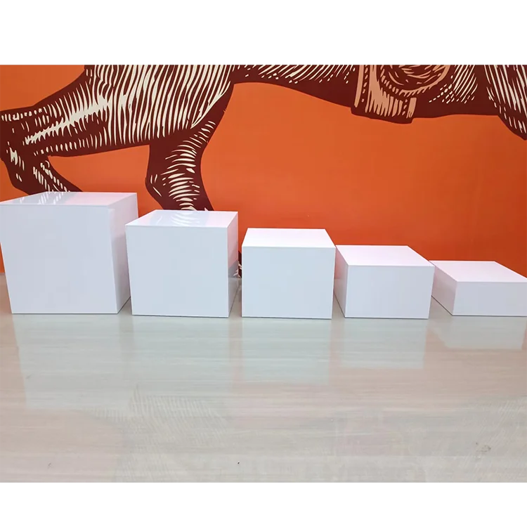 Square Acrylic Dessert Cake Stand Cubes Plinth Buffet Food Display Stand for Wedding Table Centerpiece Decoration Party Use MegaBDM